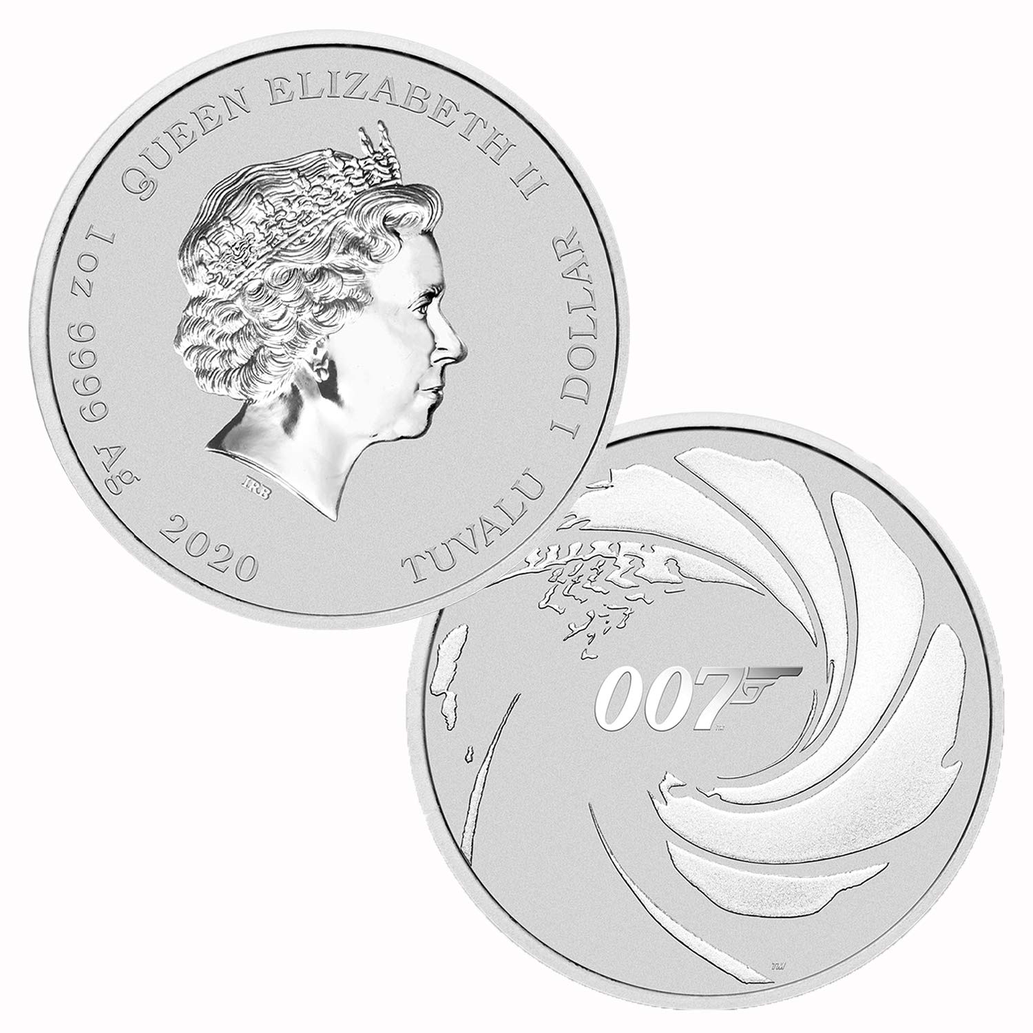 2020Tuvalu $1 James Bond 007 銀貨 MS70 042 Tuvalu 2020 $1 1oz 007 James Bond .9999 Silver Coin - Brilliant